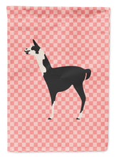 Load image into Gallery viewer, Llama Q' Ara Pink Check Garden Flag - Outdoor Decorative Yard Flag
