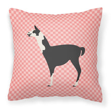 Load image into Gallery viewer, Llama Q' Ara Pink Check Fabric Decorative Pillow BB7918PW1818