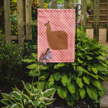 Load image into Gallery viewer, Alpaca Suri Pink Check Garden Flag - Outdoor Decorative Yard Flag