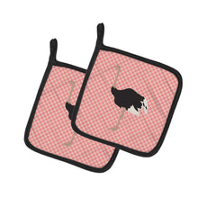 Load image into Gallery viewer, Common Ostrich Pink Check Pot Holders - Set of 2 - Heat-Resistant Kitchen Essentials BB7924PTHD