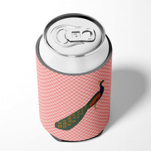 Load image into Gallery viewer, Indian Peacock Peafowl Pink Check Can or Bottle Hugger BB7925CC