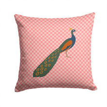 Load image into Gallery viewer, Indian Peacock Peafowl Pink Check Throw Pillow - 14x14 Decorative Pillow – Art for Your Home &amp; Patio BB7925PW1414