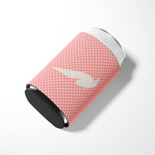 Load image into Gallery viewer, White Peacock Peafowl Pink Check Can or Bottle Hugger BB7926CC