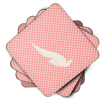 Load image into Gallery viewer, White Peacock Peafowl Pink Check Foam Coaster  BB7926FC