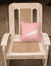 Load image into Gallery viewer, White Peacock Peafowl Pink Check Fabric Decorative Pillow BB7926PW1818