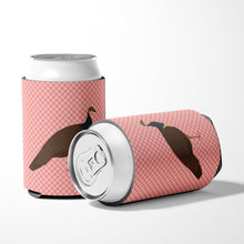 Load image into Gallery viewer, Indian Peahen Peafowl Pink Check Can or Bottle Hugger BB7927CC
