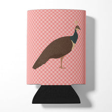 Load image into Gallery viewer, Indian Peahen Peafowl Pink Check Can or Bottle Hugger BB7927CC