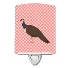 Load image into Gallery viewer, Indian Peahen Peafowl Pink Check Ceramic Night Light BB7927CNL