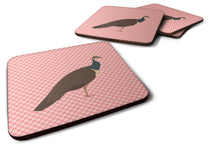 Load image into Gallery viewer, Indian Peahen Peafowl Pink Check Foam Coaster  BB7927FC