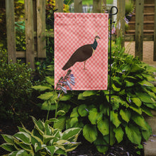 Load image into Gallery viewer, Indian Peahen Peafowl Pink Check Garden Flag - Outdoor Decorative Yard Flag