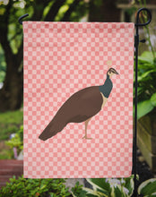 Load image into Gallery viewer, Indian Peahen Peafowl Pink Check Garden Flag - Outdoor Decorative Yard Flag