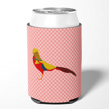 Load image into Gallery viewer, Golden or Chinese Pheasant Pink Check Can or Bottle Hugger BB7928CC