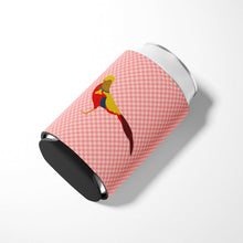 Load image into Gallery viewer, Golden or Chinese Pheasant Pink Check Can or Bottle Hugger BB7928CC