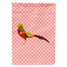 Load image into Gallery viewer, Golden or Chinese Pheasant Pink Check Flag Canvas House Size BB7928CHF
