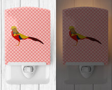 Load image into Gallery viewer, Golden or Chinese Pheasant Pink Check Ceramic Night Light BB7928CNL