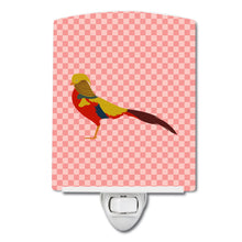 Load image into Gallery viewer, Golden or Chinese Pheasant Pink Check Ceramic Night Light BB7928CNL
