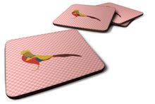 Load image into Gallery viewer, Golden or Chinese Pheasant Pink Check Foam Coaster  BB7928FC