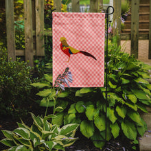 Load image into Gallery viewer, Golden or Chinese Pheasant Pink Check Garden Flag - Outdoor Decorative Yard Flag