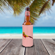 Load image into Gallery viewer, Golden or Chinese Pheasant Pink Check   Hugger for slim cans