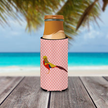 Load image into Gallery viewer, Golden or Chinese Pheasant Pink Check   Hugger for slim cans