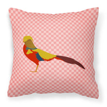 Load image into Gallery viewer, Golden or Chinese Pheasant Pink Check Fabric Decorative Pillow BB7928PW1818