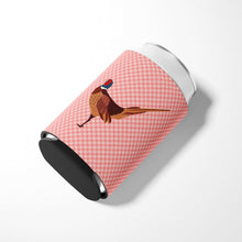 Load image into Gallery viewer, Ring-necked Common Pheasant Pink Check Can or Bottle Hugger BB7930CC