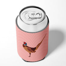 Load image into Gallery viewer, Ring-necked Common Pheasant Pink Check Can or Bottle Hugger BB7930CC