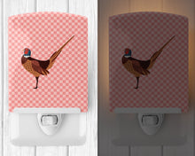Load image into Gallery viewer, Ring-necked Common Pheasant Pink Check Ceramic Night Light BB7930CNL