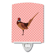 Load image into Gallery viewer, Ring-necked Common Pheasant Pink Check Ceramic Night Light BB7930CNL