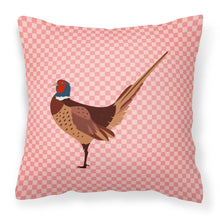 Load image into Gallery viewer, Ring-necked Common Pheasant Pink Check Fabric Decorative Pillow BB7930PW1818
