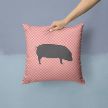 Load image into Gallery viewer, Devon Large Black Pig Pink Check Throw Pillow - 14x14 Decorative Pillow – Art for Your Home &amp; Patio BB7931PW1414