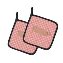 Load image into Gallery viewer, American Landrace Pig Pink Check Pot Holders - Set of 2 - Heat-Resistant Kitchen Essentials BB7932PTHD