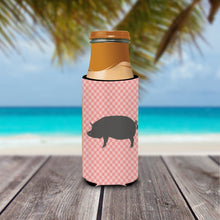 Load image into Gallery viewer, Berkshire Pig Pink Check   Hugger for slim cans