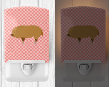 Load image into Gallery viewer, Hungarian Mangalica Pig Pink Check Ceramic Night Light BB7934CNL
