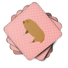 Load image into Gallery viewer, Hungarian Mangalica Pig Pink Check Foam Coaster  BB7934FC