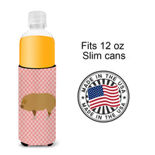 Load image into Gallery viewer, Hungarian Mangalica Pig Pink Check   Hugger for slim cans