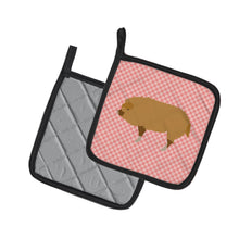 Load image into Gallery viewer, Hungarian Mangalica Pig Pink Check Pot Holders - Set of 2 - Heat-Resistant Kitchen Essentials BB7934PTHD