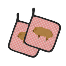 Load image into Gallery viewer, Hungarian Mangalica Pig Pink Check Pot Holders - Set of 2 - Heat-Resistant Kitchen Essentials BB7934PTHD