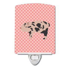 Load image into Gallery viewer, Mini Miniature Pig Pink Check Ceramic Night Light BB7935CNL