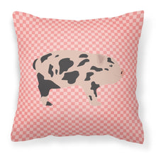 Load image into Gallery viewer, Mini Miniature Pig Pink Check Fabric Decorative Pillow BB7935PW1818