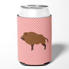 Load image into Gallery viewer, Wild Boar Pig Pink Check Can or Bottle Hugger BB7936CC