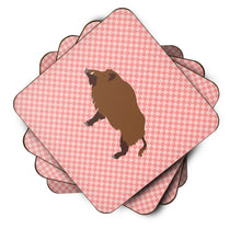 Load image into Gallery viewer, Wild Boar Pig Pink Check Foam Coaster  BB7936FC