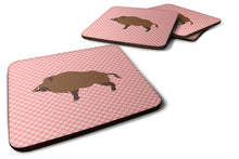 Load image into Gallery viewer, Wild Boar Pig Pink Check Foam Coaster  BB7936FC
