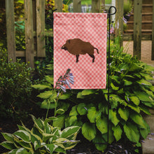 Load image into Gallery viewer, Wild Boar Pig Pink Check Garden Flag - Outdoor Decorative Yard Flag