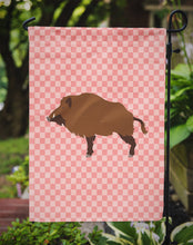 Load image into Gallery viewer, Wild Boar Pig Pink Check Garden Flag - Outdoor Decorative Yard Flag