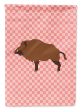 Load image into Gallery viewer, Wild Boar Pig Pink Check Garden Flag - Outdoor Decorative Yard Flag