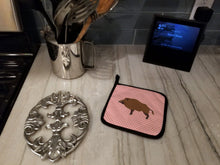 Load image into Gallery viewer, Wild Boar Pig Pink Check Pot Holders - Set of 2 - Heat-Resistant Kitchen Essentials BB7936PTHD