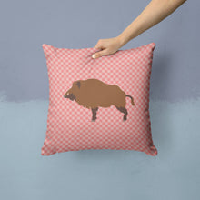 Load image into Gallery viewer, Wild Boar Pig Pink Check Throw Pillow - 14x14 Decorative Pillow – Art for Your Home &amp; Patio BB7936PW1414