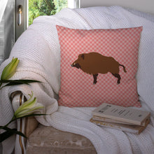 Load image into Gallery viewer, Wild Boar Pig Pink Check Throw Pillow - 14x14 Decorative Pillow – Art for Your Home &amp; Patio BB7936PW1414