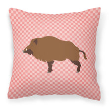 Load image into Gallery viewer, Wild Boar Pig Pink Check Fabric Decorative Pillow BB7936PW1818